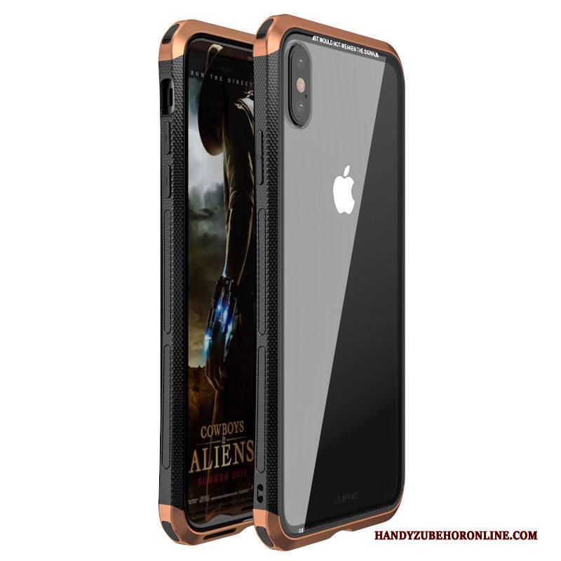 Hülle iPhone Xs Max Metall Leicht Gehärtetes Glas, Case iPhone Xs Max Taschen Trend Schwer