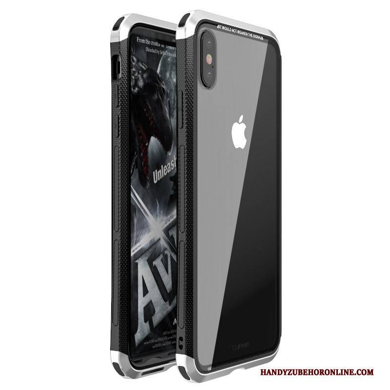 Hülle iPhone Xs Max Metall Leicht Gehärtetes Glas, Case iPhone Xs Max Taschen Trend Schwer