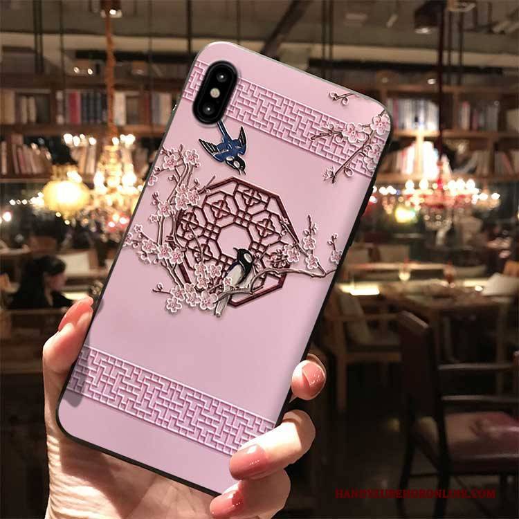 Hülle iPhone Xs Max Prägung Chinesische Art Trendmarke, Case iPhone Xs Max Neu Rosa