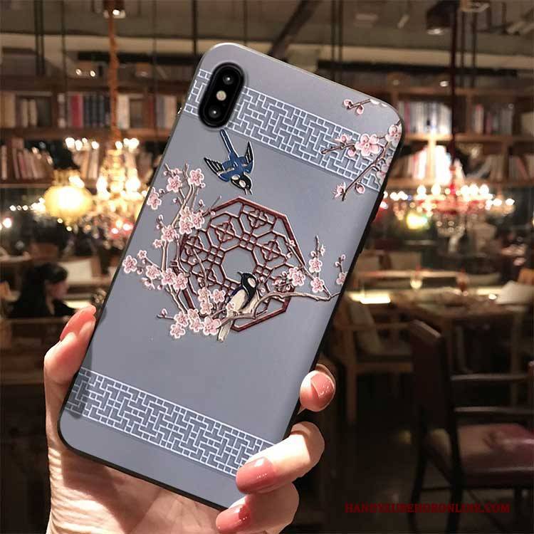 Hülle iPhone Xs Max Prägung Chinesische Art Trendmarke, Case iPhone Xs Max Neu Rosa