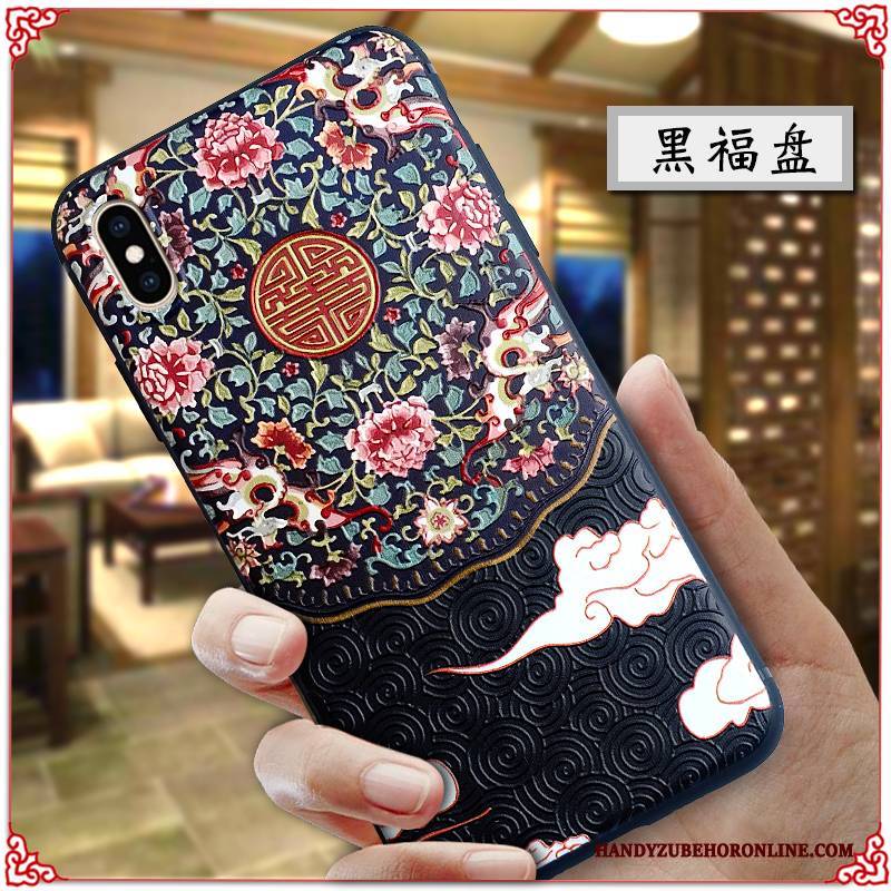 Hülle iPhone Xs Max Prägung Handyhüllen Chinesische Art, Case iPhone Xs Max Kreativ Persönlichkeit Palast