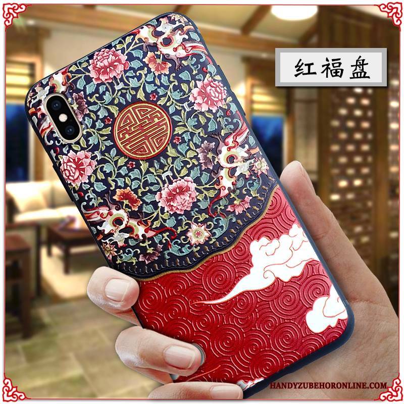 Hülle iPhone Xs Max Prägung Handyhüllen Chinesische Art, Case iPhone Xs Max Kreativ Persönlichkeit Palast