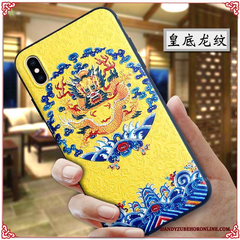 Hülle iPhone Xs Max Prägung Handyhüllen Chinesische Art, Case iPhone Xs Max Kreativ Persönlichkeit Palast