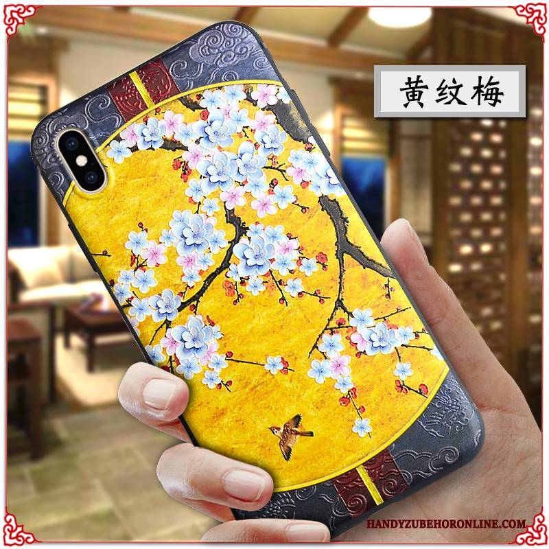 Hülle iPhone Xs Max Prägung Handyhüllen Chinesische Art, Case iPhone Xs Max Kreativ Persönlichkeit Palast