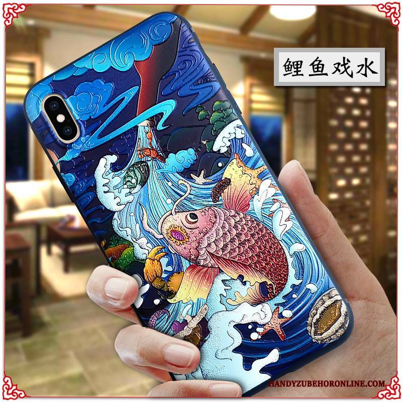 Hülle iPhone Xs Max Prägung Handyhüllen Chinesische Art, Case iPhone Xs Max Kreativ Persönlichkeit Palast