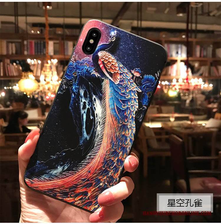 Hülle iPhone Xs Max Prägung Handyhüllen Trend, Case iPhone Xs Max Taschen Blau Chinesische Art