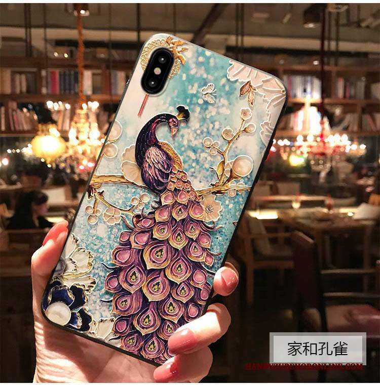 Hülle iPhone Xs Max Prägung Handyhüllen Trend, Case iPhone Xs Max Taschen Blau Chinesische Art