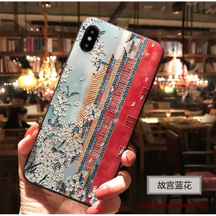 Hülle iPhone Xs Max Prägung Rutschfest Rot, Case iPhone Xs Max Silikon Handyhüllen