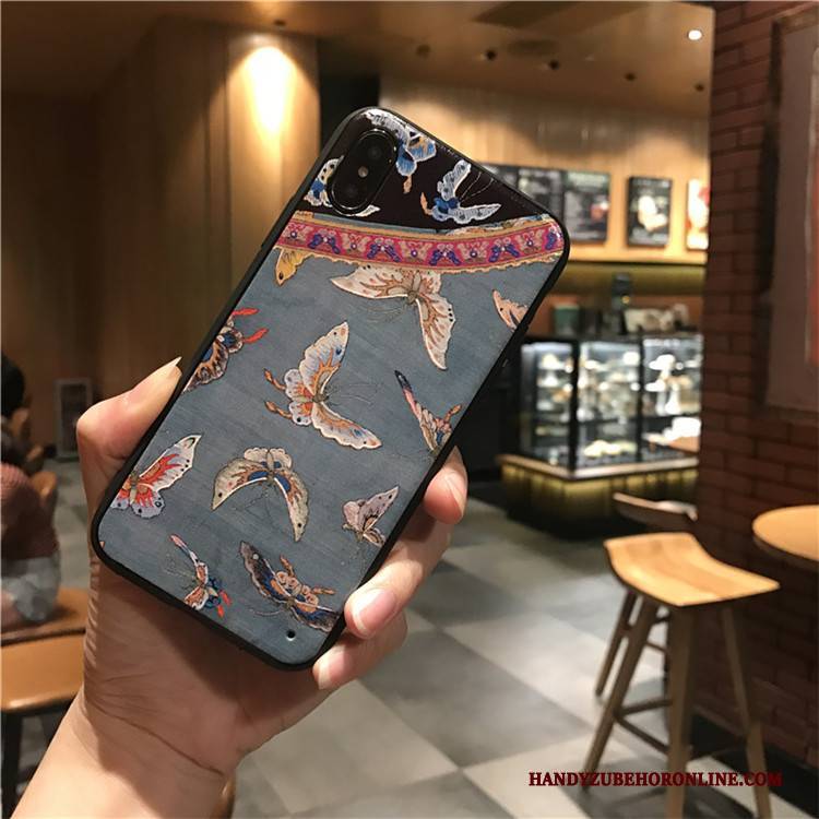 Hülle iPhone Xs Max Retro Gelb Chinesische Art, Case iPhone Xs Max Kreativ Handyhüllen Persönlichkeit