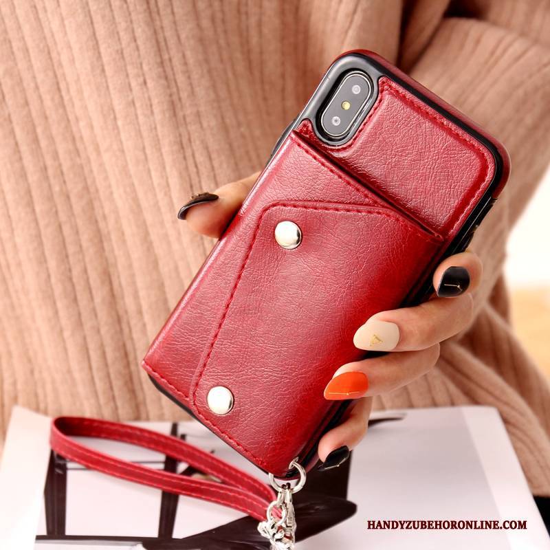 Hülle iPhone Xs Max Taschen Rot Handyhüllen, Case iPhone Xs Max Lederhülle Trendmarke Neu