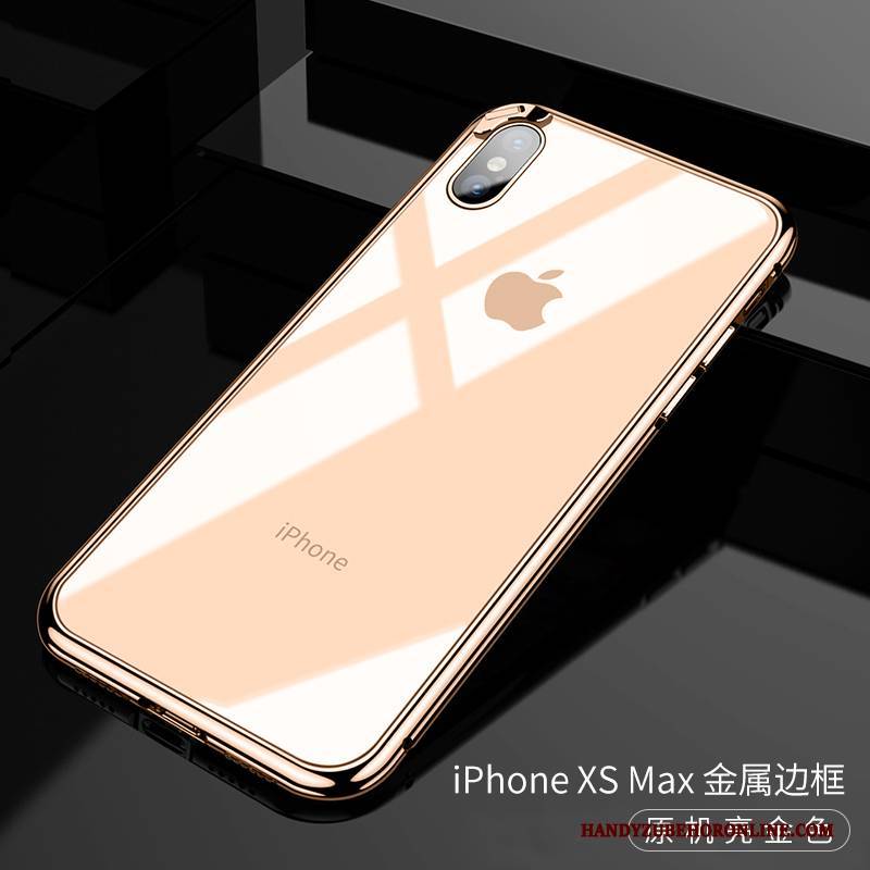 Hülle iPhone Xs Max Taschen Transparent Schwarz, Case iPhone Xs Max Metall Trendmarke Handyhüllen