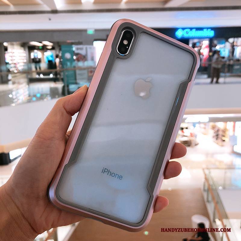 Hülle iPhone Xs Metall Handyhüllen Transparent, Case iPhone Xs Taschen Rosegold Anti-sturz