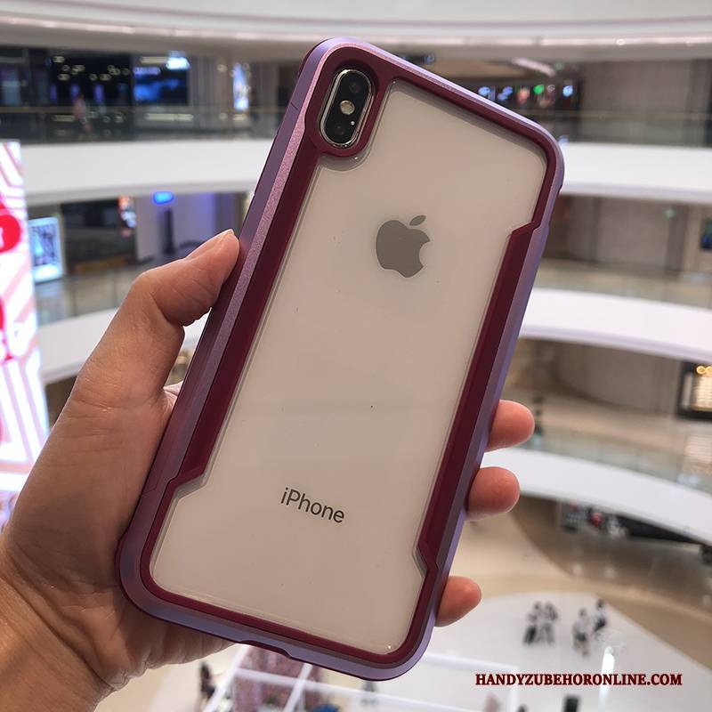 Hülle iPhone Xs Metall Handyhüllen Transparent, Case iPhone Xs Taschen Rosegold Anti-sturz