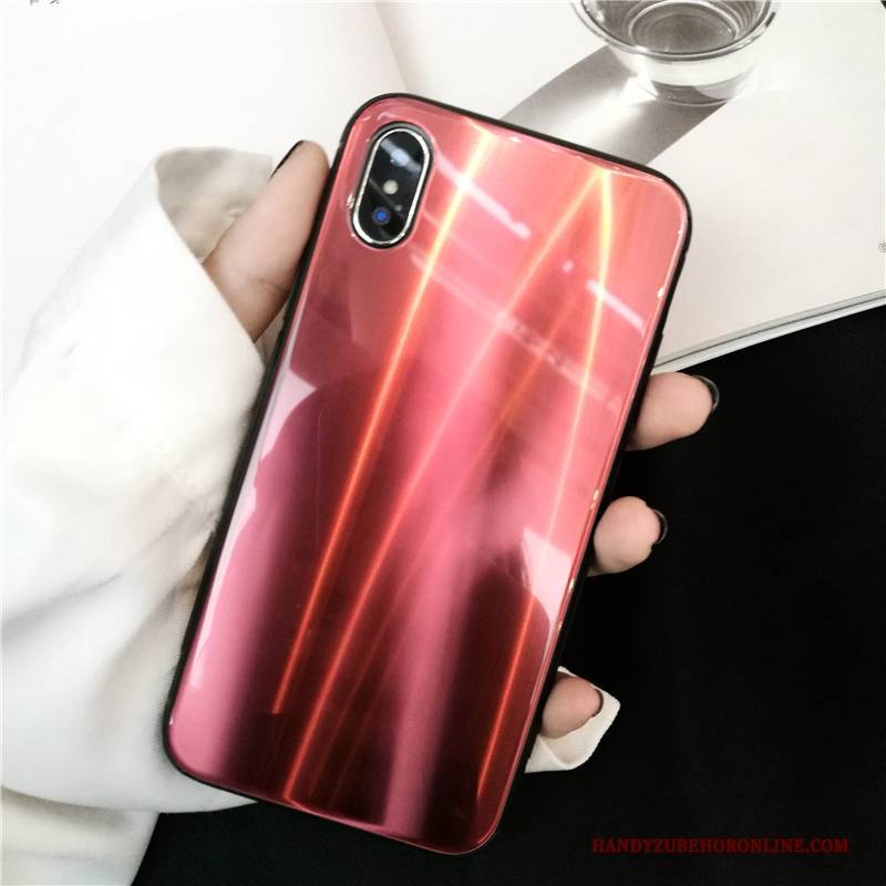 Hülle iPhone Xs Schutz Liebhaber Glas, Case iPhone Xs Taschen Handyhüllen Rot