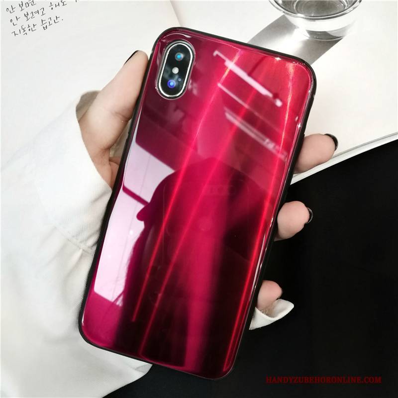 Hülle iPhone Xs Schutz Liebhaber Glas, Case iPhone Xs Taschen Handyhüllen Rot