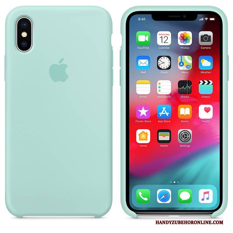 Hülle iPhone Xs Silikon Netto Rot Anti-sturz, Case iPhone Xs Schutz Handyhüllen Blau