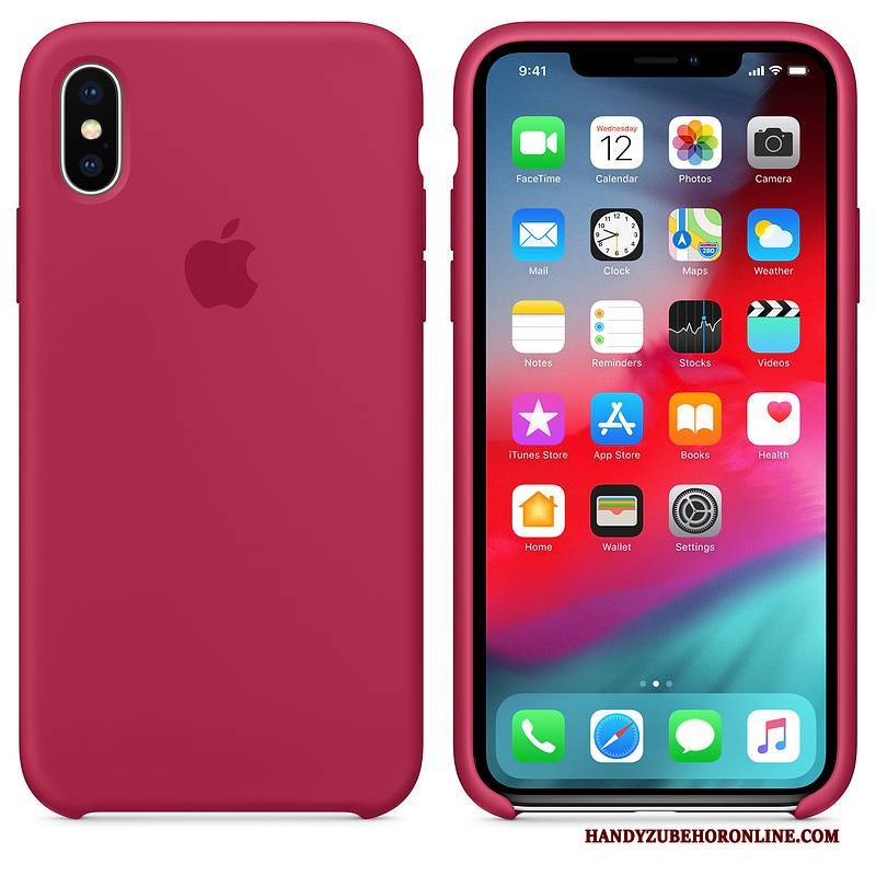 Hülle iPhone Xs Silikon Netto Rot Anti-sturz, Case iPhone Xs Schutz Handyhüllen Blau