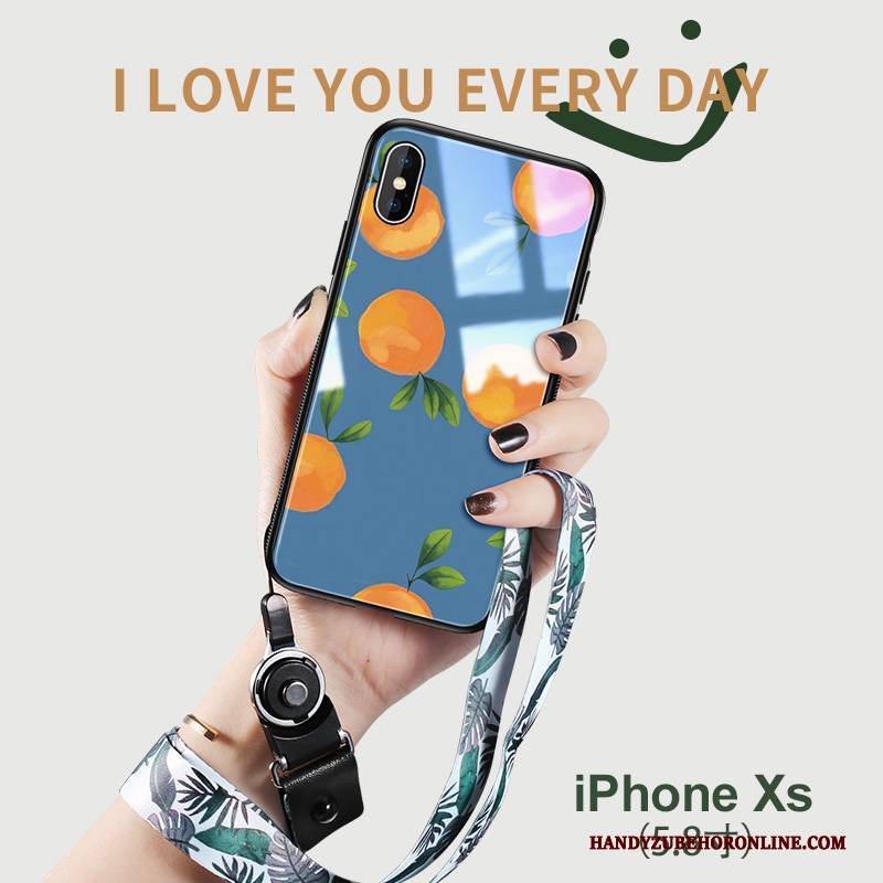 Hülle iPhone Xs Taschen Handyhüllen Frisch, Case iPhone Xs Retro Hängende Verzierungen Blau