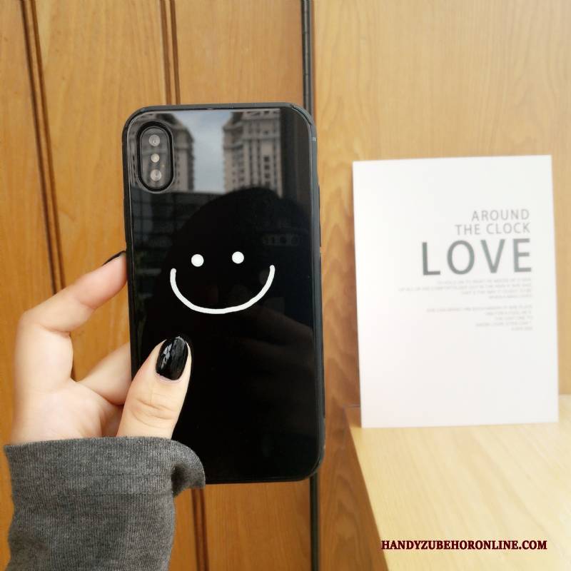 Hülle iPhone Xs Taschen Smiley Persönlichkeit, Case iPhone Xs Kreativ Schwarz Handyhüllen