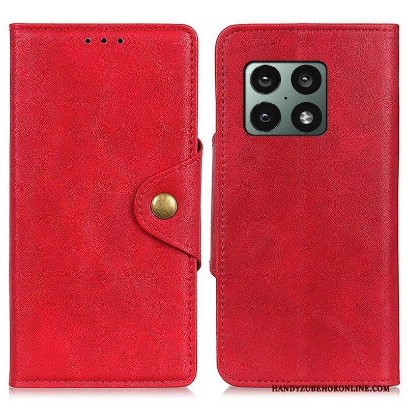 Lederhüllen Für OnePlus 10 Pro 5G Vintage Kunstleder Und Knopf