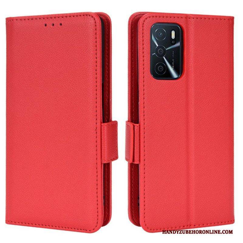 Lederhüllen Für Oppo A16 / A16s Flip Case Klappe Double Litchi Neue Farben