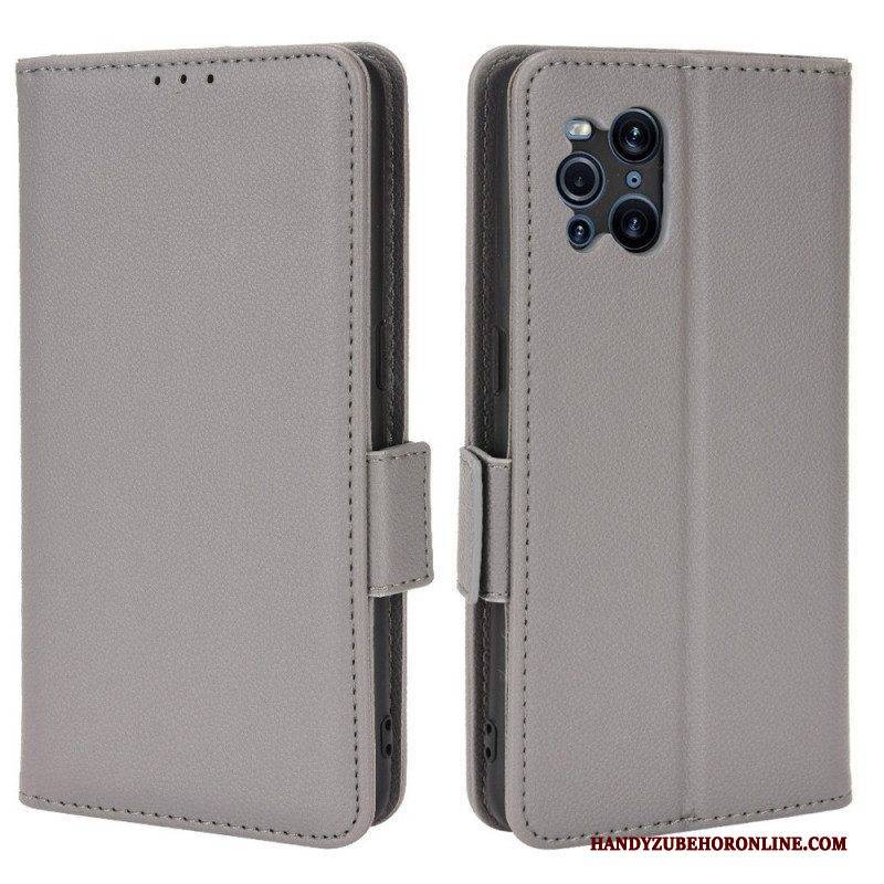 Lederhüllen Für Oppo Find X3 Pro Flip Case Klappe Double Litchi Neue Farben