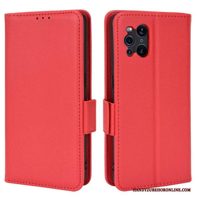 Lederhüllen Für Oppo Find X3 Pro Flip Case Klappe Double Litchi Neue Farben