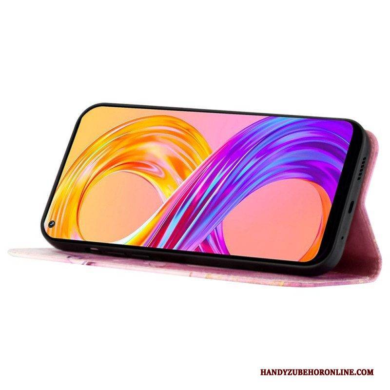 Lederhüllen Für Realme GT2 Pro Mit Kordel Streifenmarmor