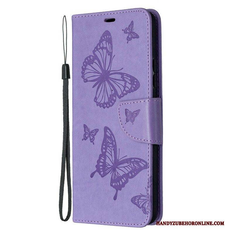 Lederhüllen Für Samsung Galaxy A42 5G Schmetterlinge Im Flug Mit Schlüsselband
