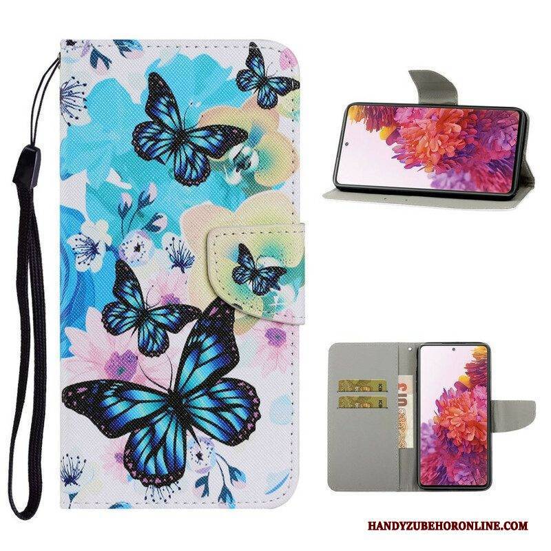 Lederhüllen Für Samsung Galaxy S20 FE Schmetterlinge Und Sommerblumen