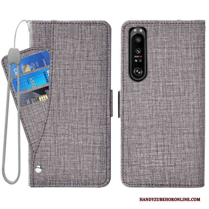 Lederhüllen Für Sony Xperia 1 IV Jeans Mit Drehbarem Kartenhalter