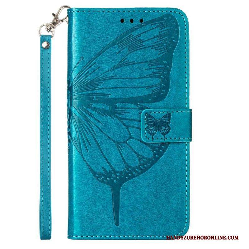 Lederhüllen Für Xiaomi 13 Lite Schmetterlingsdesign Mit Umhängeband