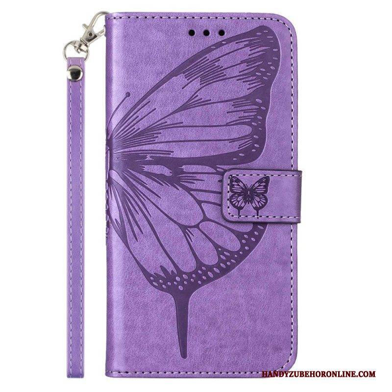 Lederhüllen Für Xiaomi 13 Lite Schmetterlingsdesign Mit Umhängeband