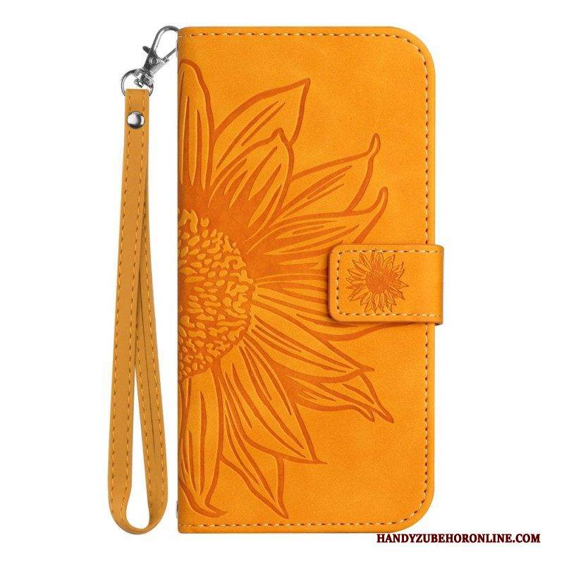 Lederhüllen Für Xiaomi 13 Lite Sonnenblume Mit Schlüsselband