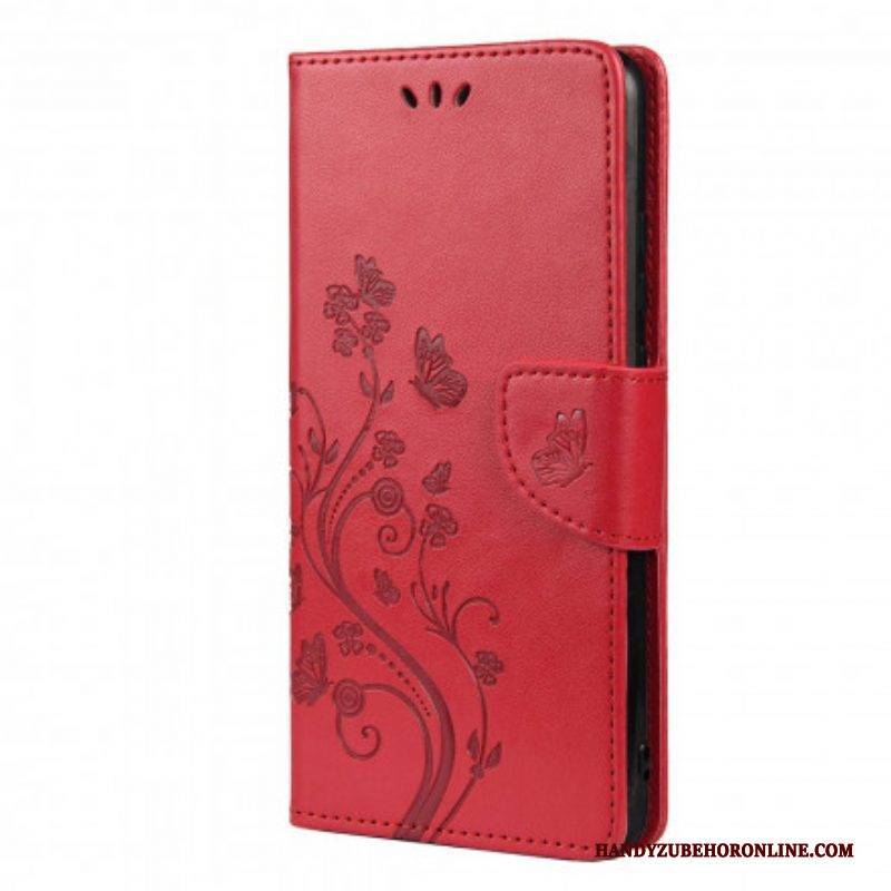 Lederhüllen Für Xiaomi Redmi Note 10 Pro Schmetterlinge Und Blumen