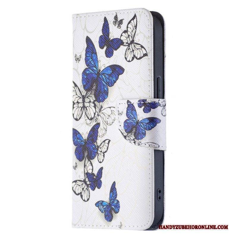 Lederhüllen Für iPhone 15 Schmetterlinge Im Flug