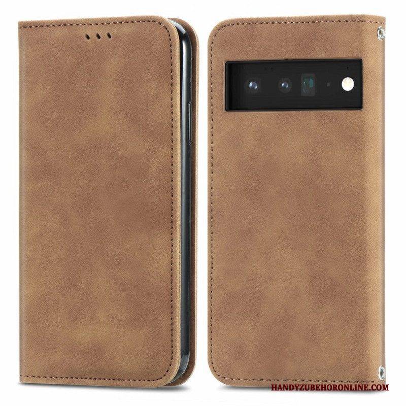 Schutzhülle Für Google Pixel 6 Pro Flip Case Vintage-skin-touch-design