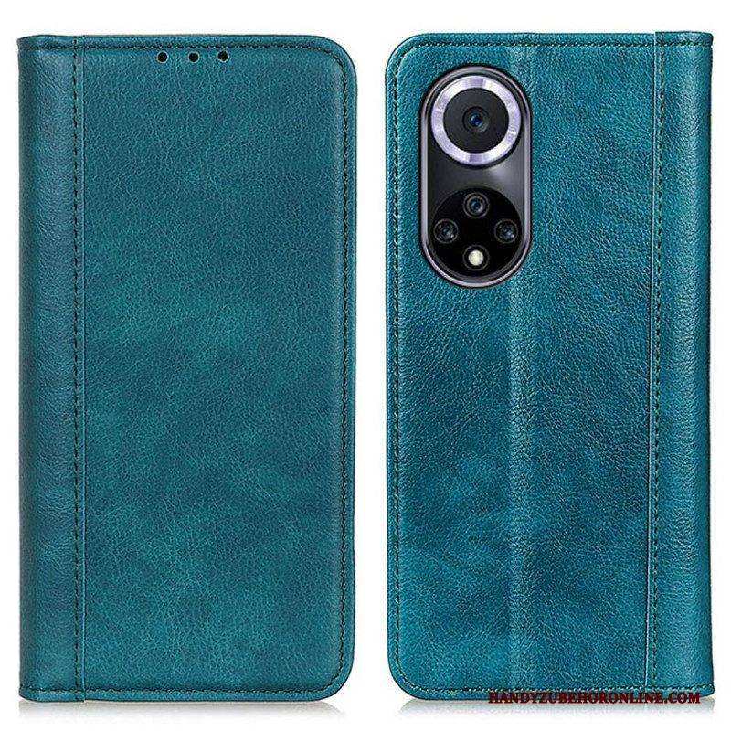 Schutzhülle Für Honor 50 Flip Case Eleganz Aus Gespaltenem Litschi-leder