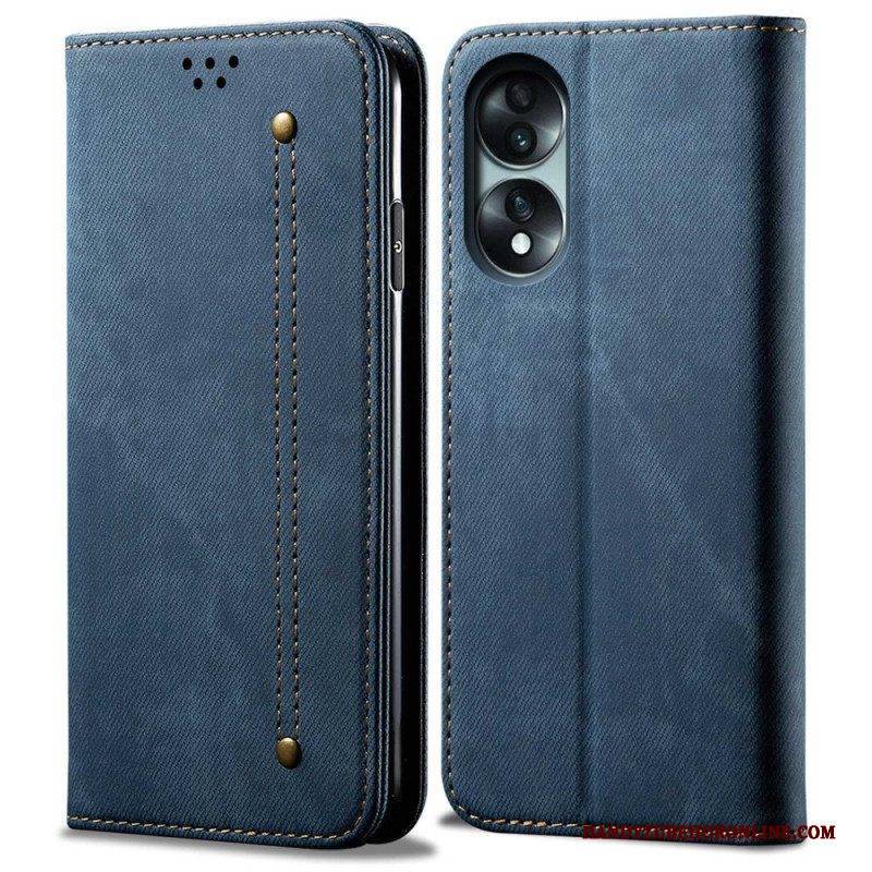 Schutzhülle Für Honor 70 Flip Case Jeansstoff Mit Stichmuster