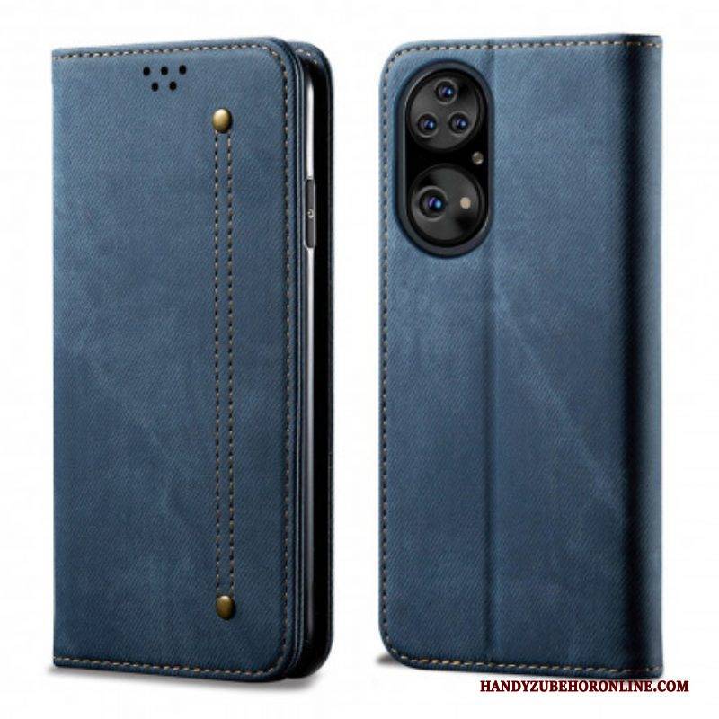 Schutzhülle Für Huawei P50 Pro Flip Case Kunstleder-jeans-textur