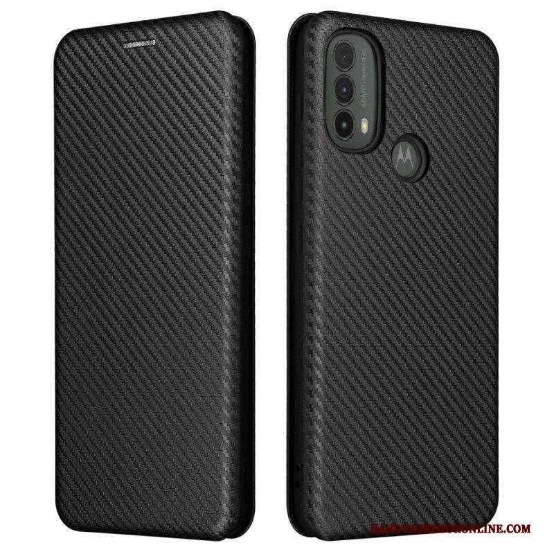 Schutzhülle Für Moto E40 / E30 / E20 Flip Case Kohlefaser