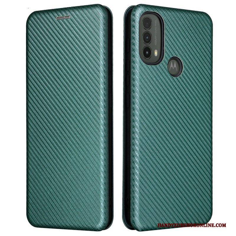 Schutzhülle Für Moto E40 / E30 / E20 Flip Case Kohlefaser