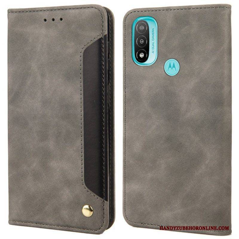 Schutzhülle Für Moto E40 / E30 / E20 Flip Case Zweifarbiger Business-ledereffekt