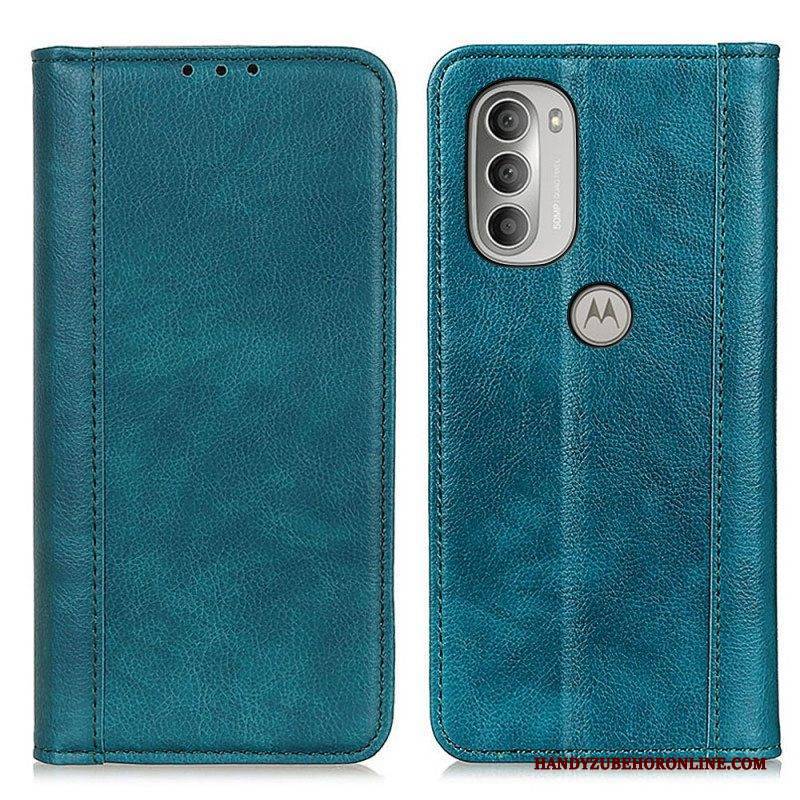 Schutzhülle Für Moto G51 5G Flip Case Eleganz Aus Gespaltenem Litschi-leder