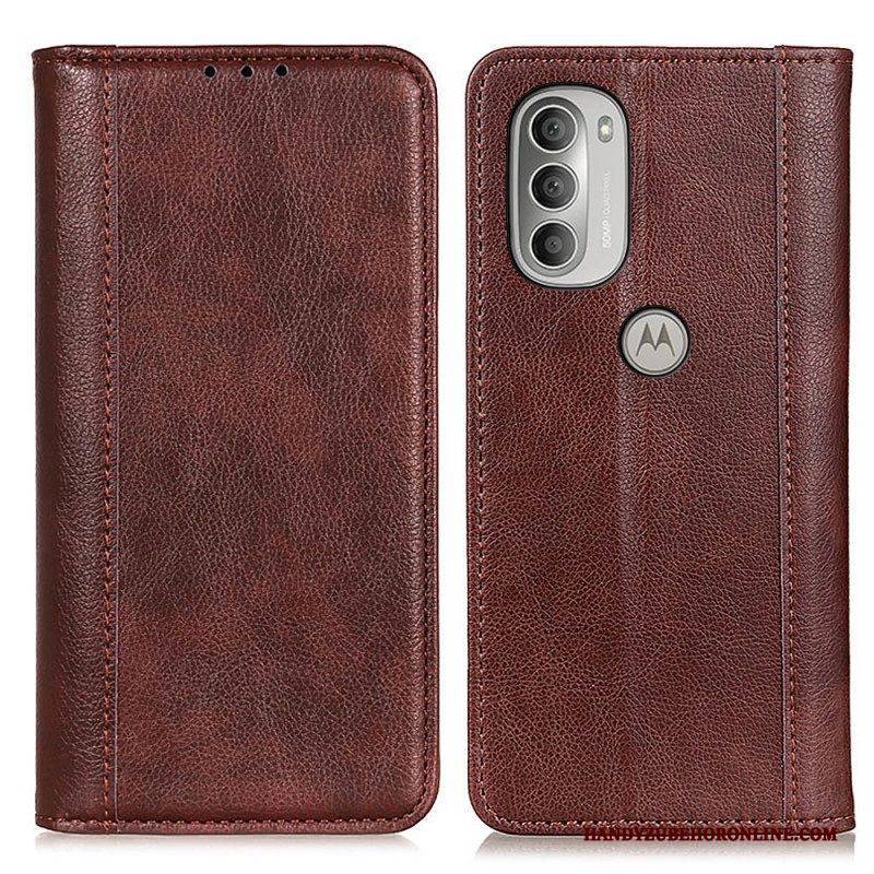 Schutzhülle Für Moto G51 5G Flip Case Eleganz Aus Gespaltenem Litschi-leder