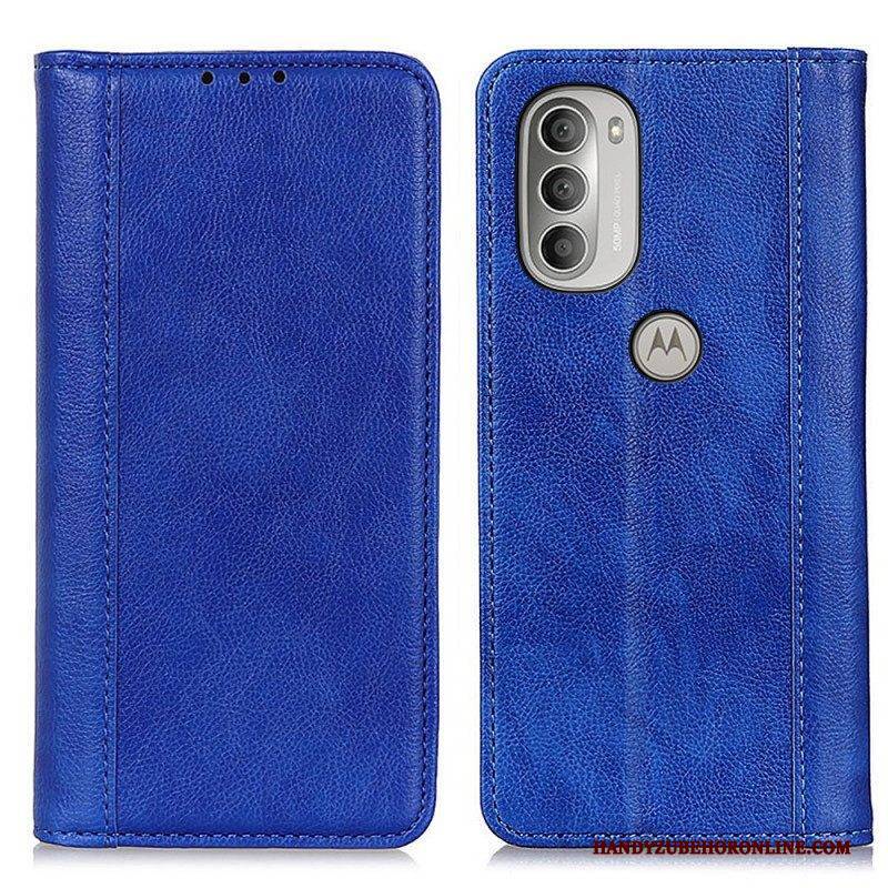 Schutzhülle Für Moto G51 5G Flip Case Eleganz Aus Gespaltenem Litschi-leder