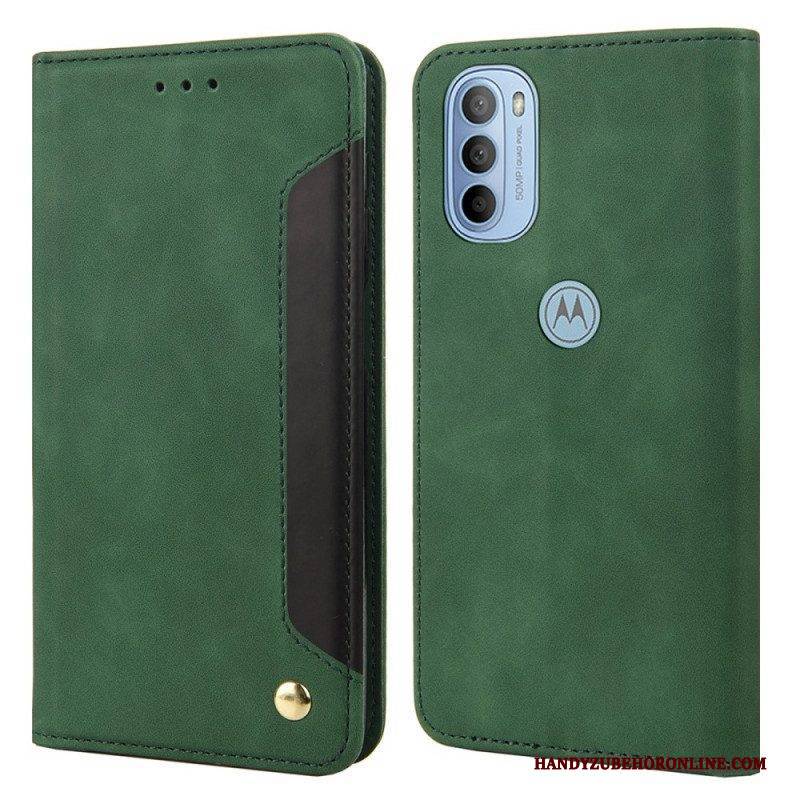 Schutzhülle Für Moto G51 5G Flip Case Zweifarbiger Business-ledereffekt