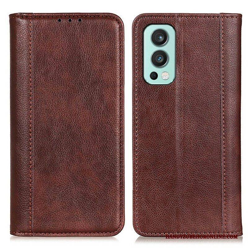 Schutzhülle Für OnePlus Nord 2 5G Flip Case Version Aus Litschi-spaltleder