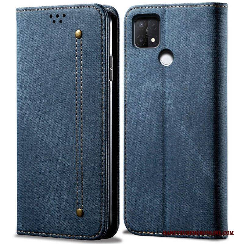 Schutzhülle Für Oppo A15 Flip Case Denim-stoff