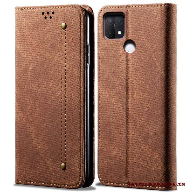 Schutzhülle Für Oppo A15 Flip Case Denim-stoff